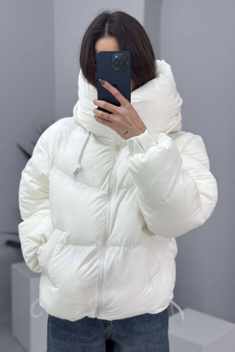 ONE COLOR SIMPLE WOMEN PUFFER JACKET WHITE-E BARDHE - 3