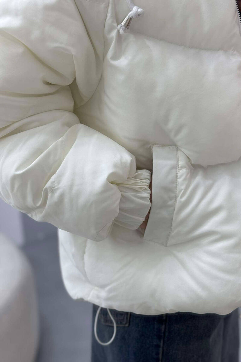 ONE COLOR SIMPLE WOMEN PUFFER JACKET WHITE-E BARDHE - 4