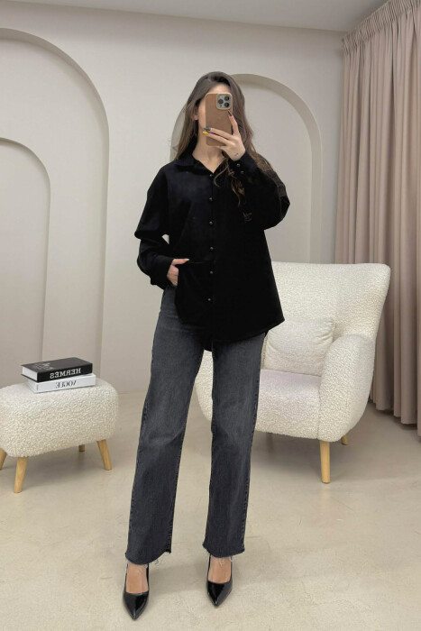 ONE COLOR SIMPLE WOMEN SHIRT BLACK/ E ZEZE - 3