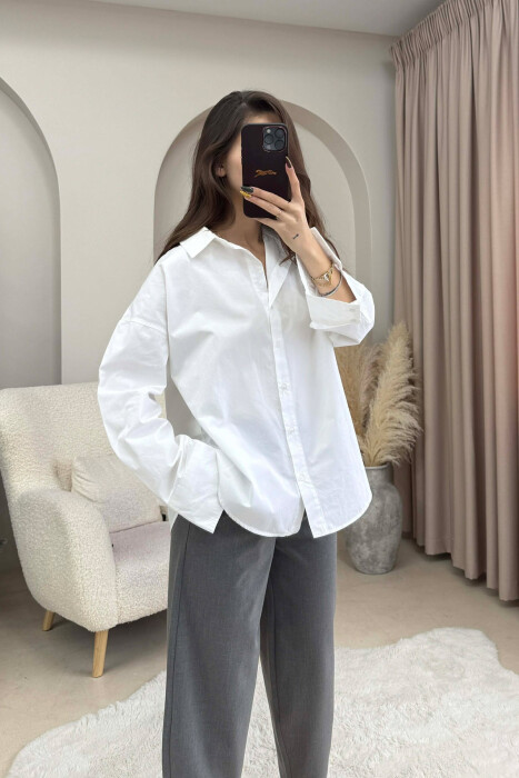 ONE COLOR SIMPLE WOMEN SHIRT WHITE-E BARDHE - 3