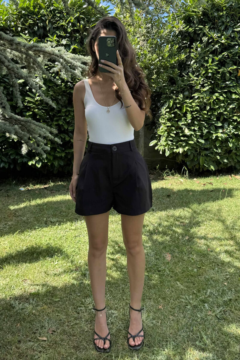 ONE COLOR SIMPLE WOMEN SHORTS BLACK/ E ZEZE - 2
