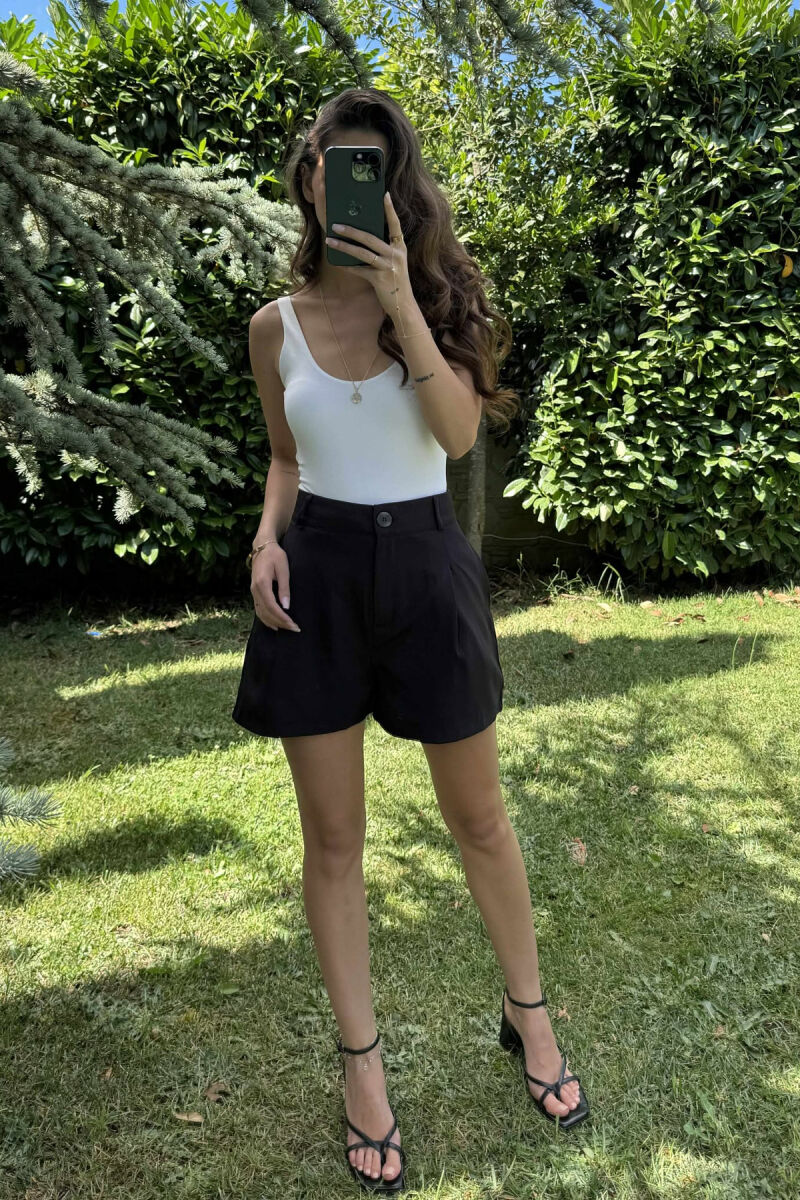 ONE COLOR SIMPLE WOMEN SHORTS BLACK/ E ZEZE - 3