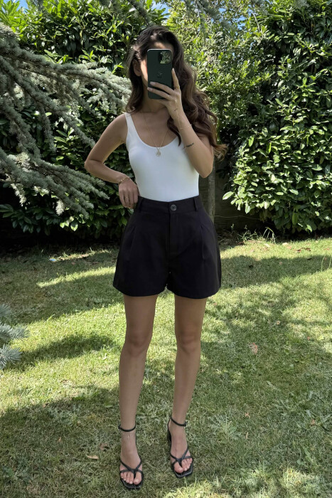 ONE COLOR SIMPLE WOMEN SHORTS BLACK/ E ZEZE - 4