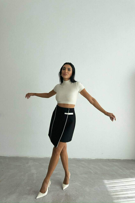 ONE COLOR SIMPLE WOMEN SKIRT BLACK/ E ZEZE - 2