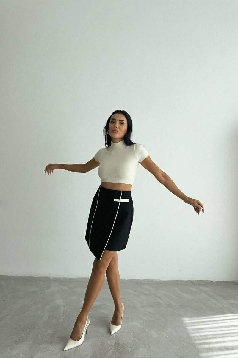 ONE COLOR SIMPLE WOMEN SKIRT BLACK/ E ZEZE - 2