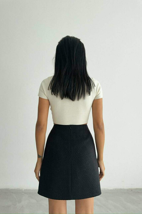 ONE COLOR SIMPLE WOMEN SKIRT BLACK/ E ZEZE - 4