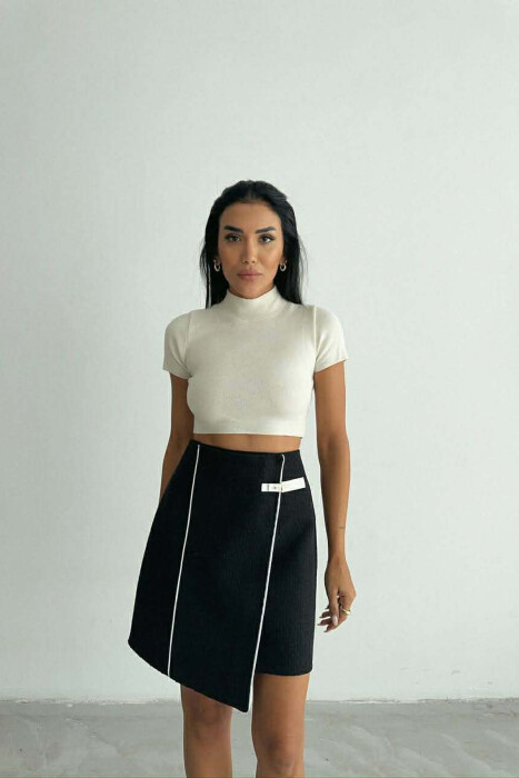 ONE COLOR SIMPLE WOMEN SKIRT BLACK/ E ZEZE 