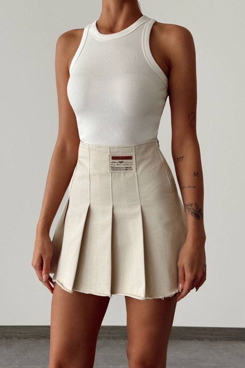 ONE COLOR SIMPLE WOMEN SKIRT CREAM/KREM - 8