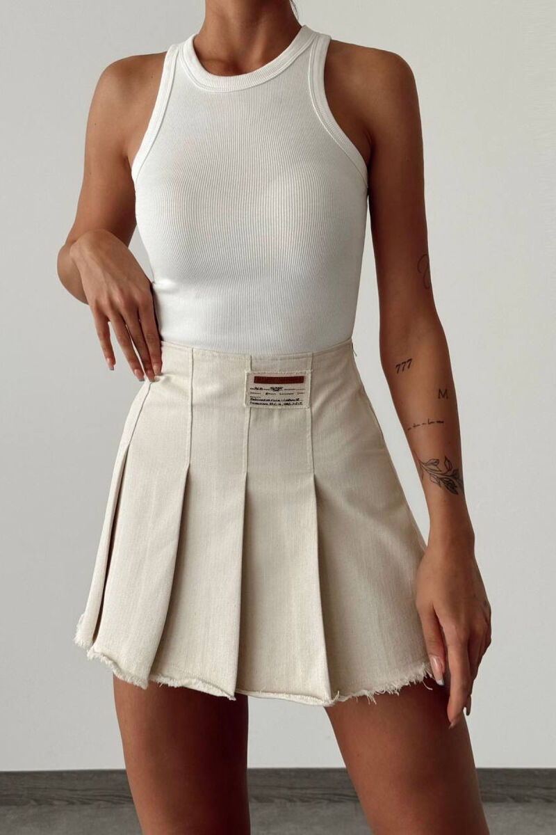 ONE COLOR SIMPLE WOMEN SKIRT CREAM/KREM - 5