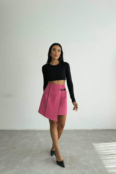 ONE COLOR SIMPLE WOMEN SKIRT FUCHSIA/CIKLAMI - 2