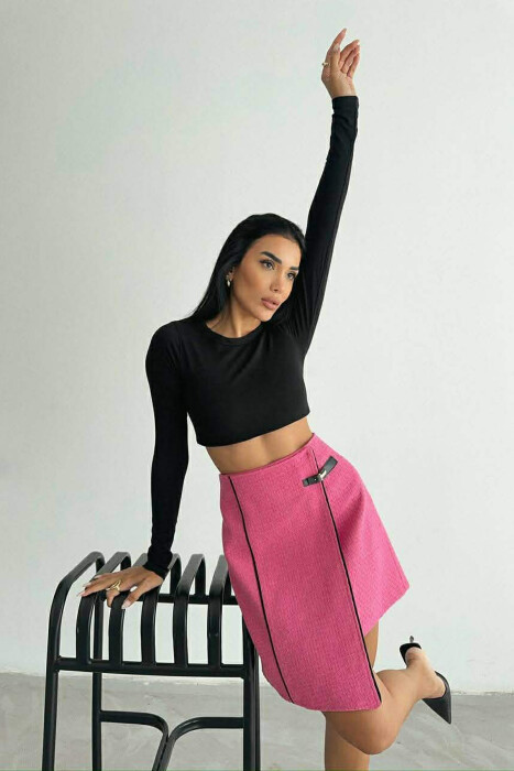 ONE COLOR SIMPLE WOMEN SKIRT FUCHSIA/CIKLAMI - 3