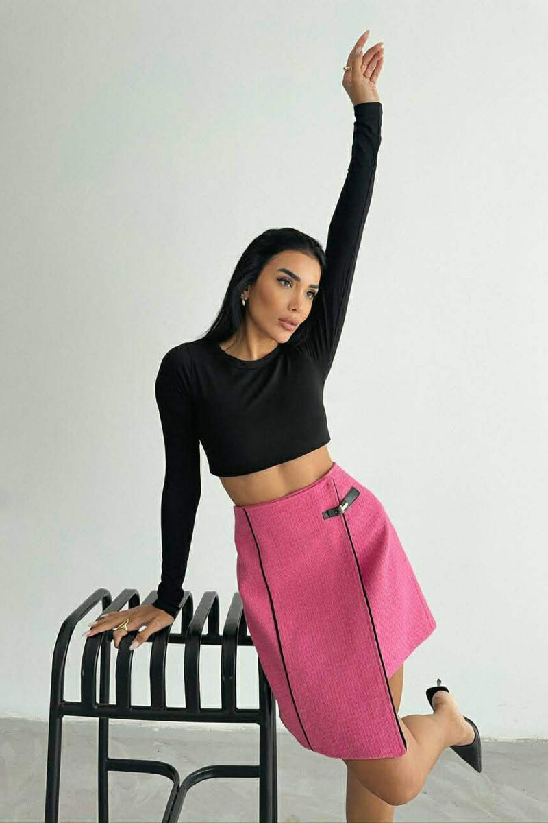 ONE COLOR SIMPLE WOMEN SKIRT FUCHSIA/CIKLAMI - 3