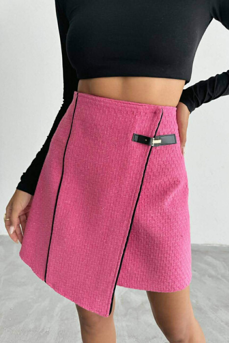ONE COLOR SIMPLE WOMEN SKIRT FUCHSIA/CIKLAMI - 1
