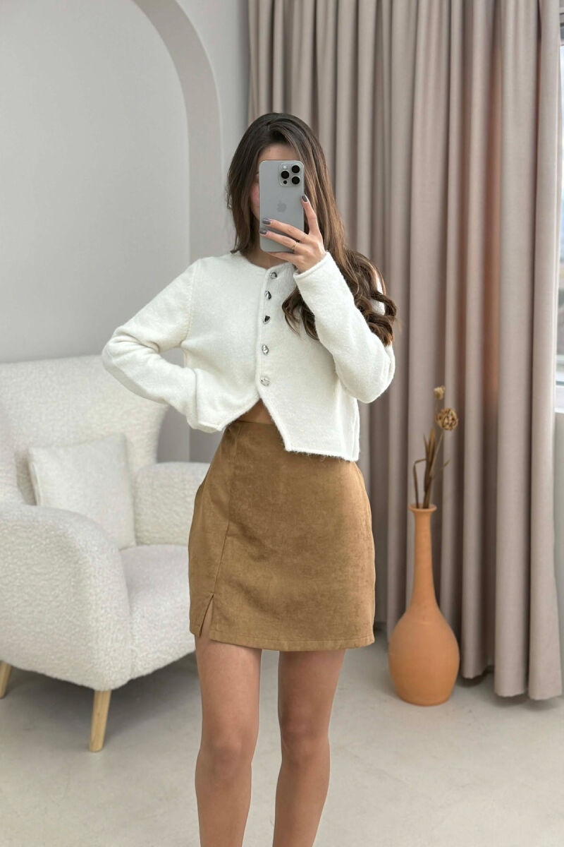 ONE COLOR SIMPLE WOMEN SKORT BROWN/KAFE - 2