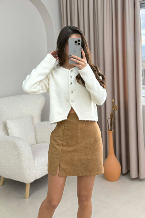 ONE COLOR SIMPLE WOMEN SKORT BROWN/KAFE - 3