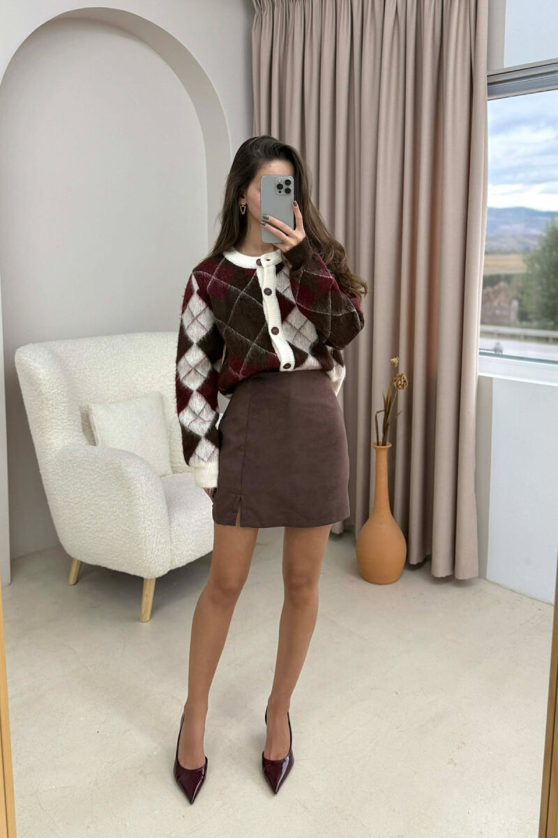 ONE COLOR SIMPLE WOMEN SKORT DARK BROWN/KAE - 2