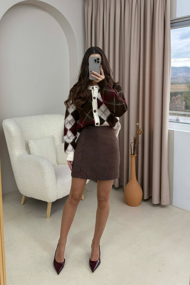 ONE COLOR SIMPLE WOMEN SKORT DARK BROWN/KAE - 4