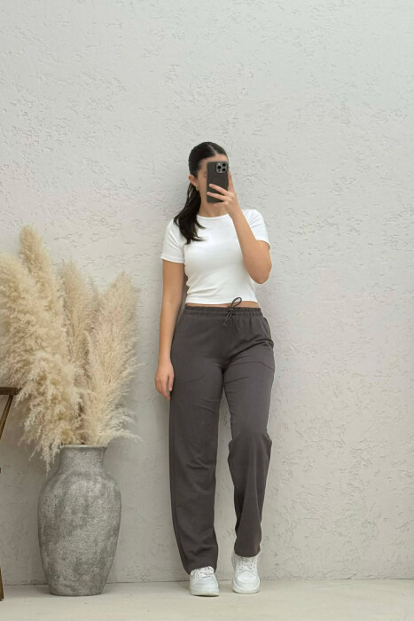 ONE COLOR SIMPLE WOMEN SWEATPANTS DARK GREY/GEE - 4