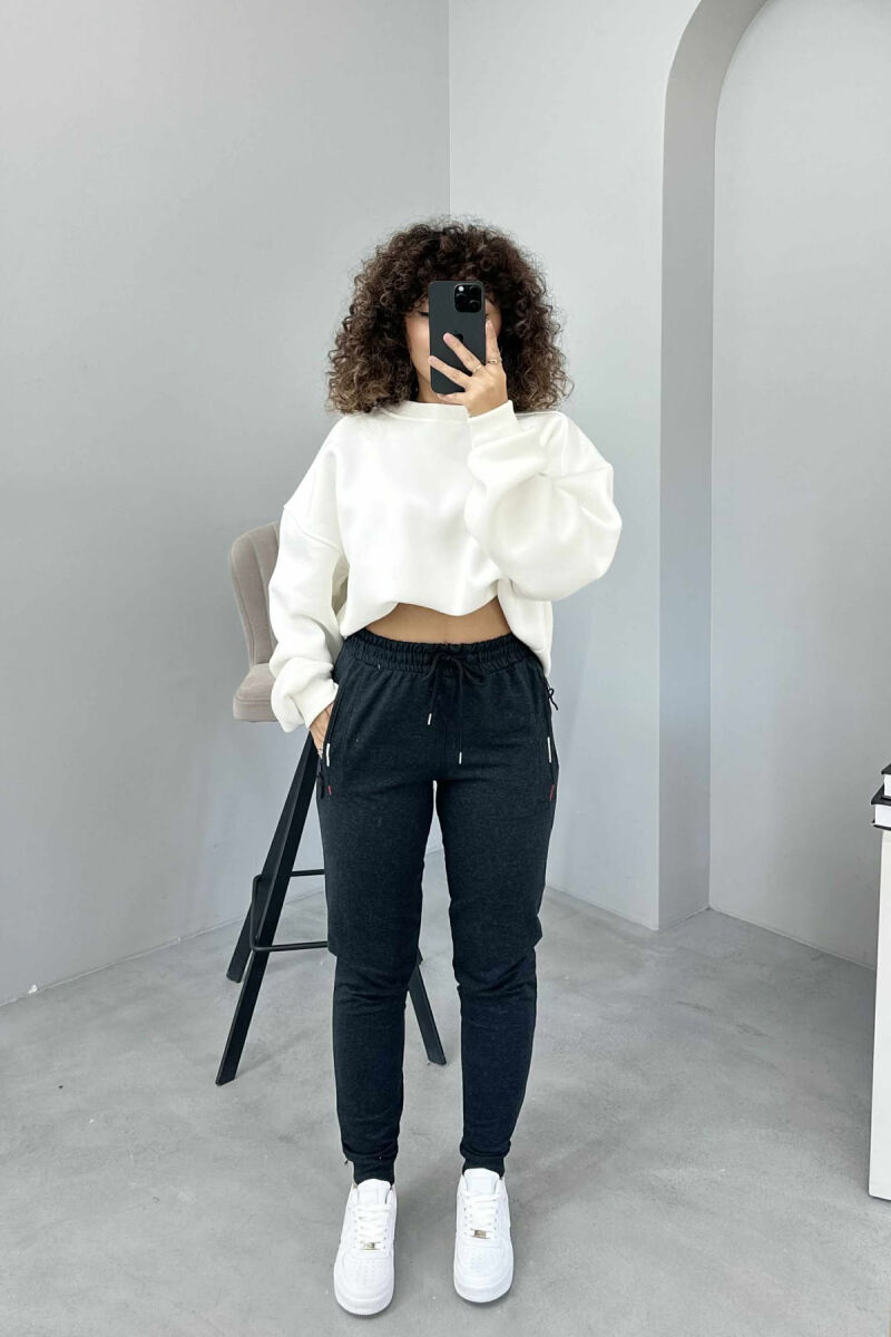 ONE COLOR SIMPLE WOMEN SWEATPANTS DARK GREY/GEE - 1