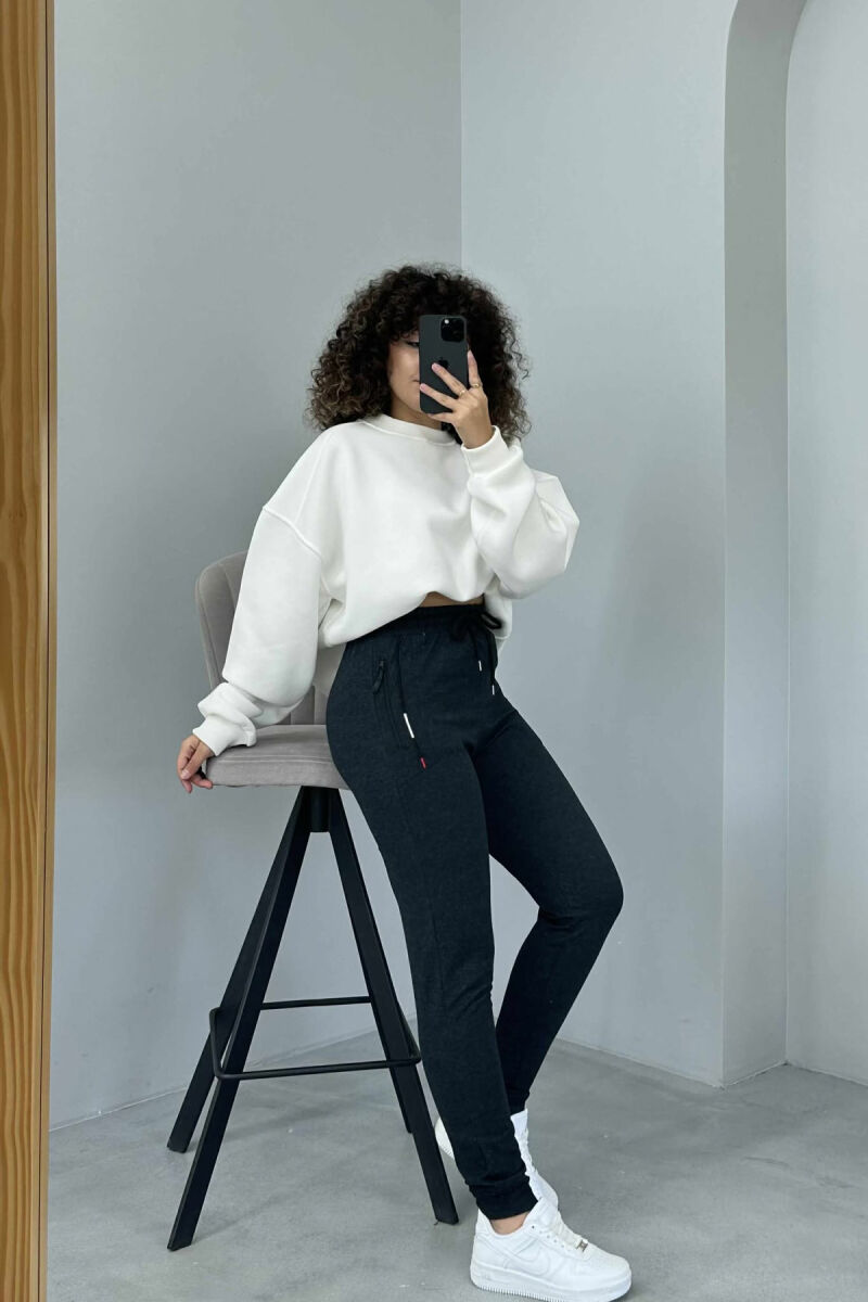 ONE COLOR SIMPLE WOMEN SWEATPANTS DARK GREY/GEE - 3