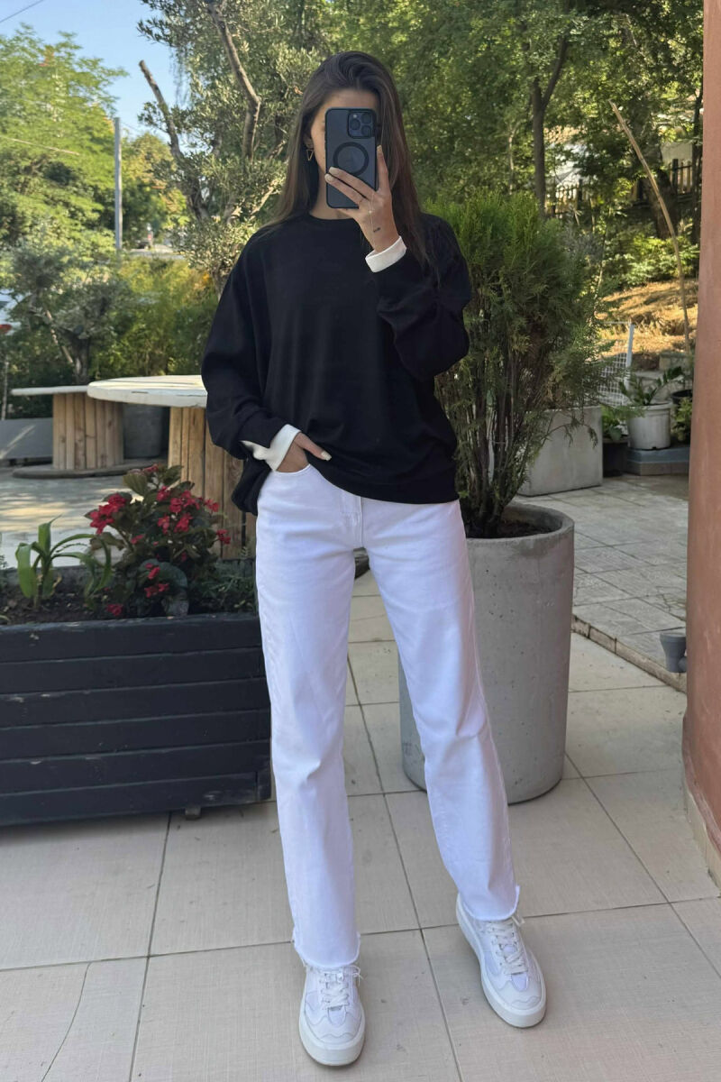 ONE COLOR SIMPLE WOMEN SWEATSHIRT BLACK/ E ZEZE - 1