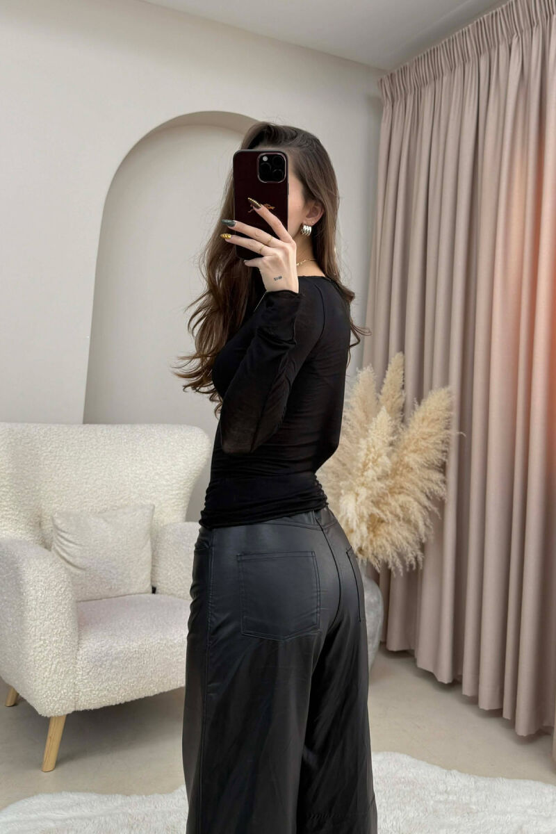 ONE COLOR SIMPLE WOMEN SWEATSHIRT BLACK/ E ZEZE - 3