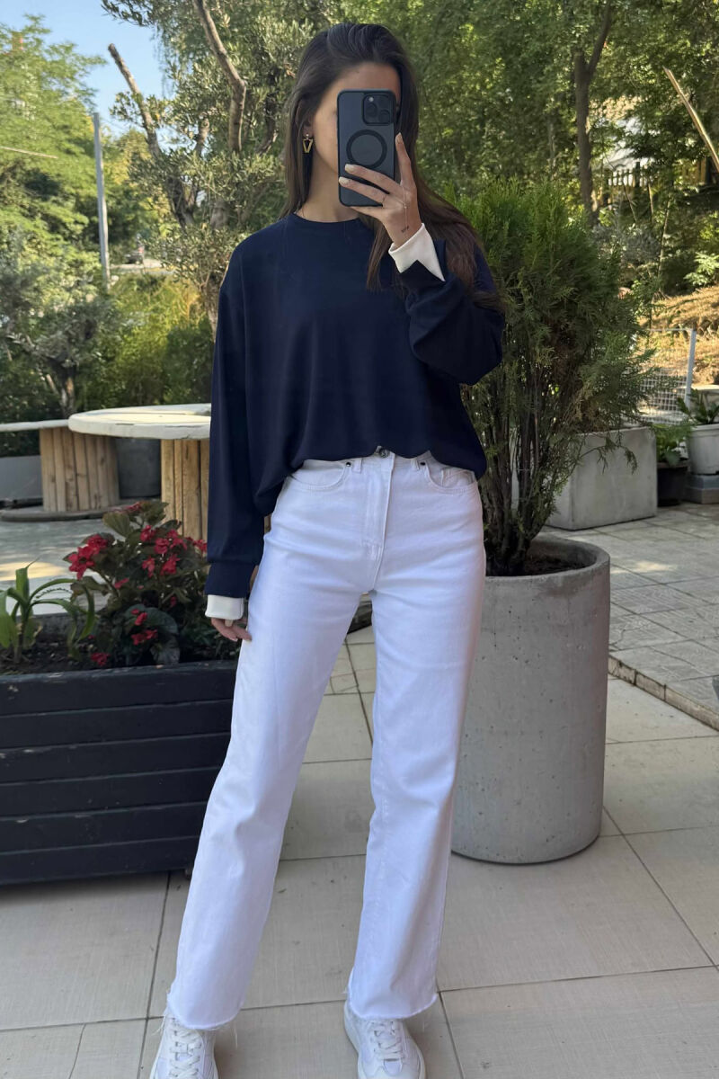 ONE COLOR SIMPLE WOMEN SWEATSHIRT BLUE/BLU - 5