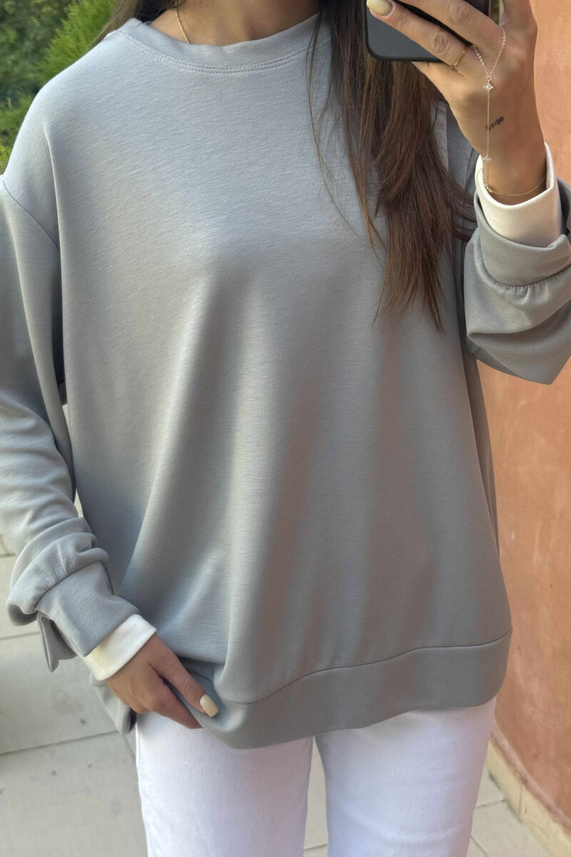 ONE COLOR SIMPLE WOMEN SWEATSHIRT GREY ASH/GRI HIRI - 4