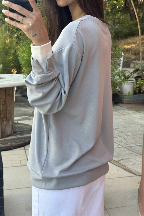 ONE COLOR SIMPLE WOMEN SWEATSHIRT GREY ASH/GRI HIRI - 5