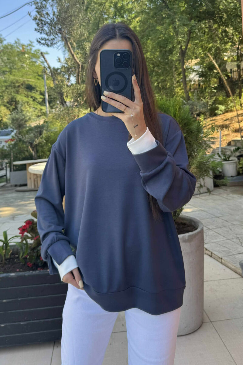 ONE COLOR SIMPLE WOMEN SWEATSHIRT GREY/GRI - 1