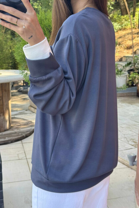 ONE COLOR SIMPLE WOMEN SWEATSHIRT GREY/GRI - 3