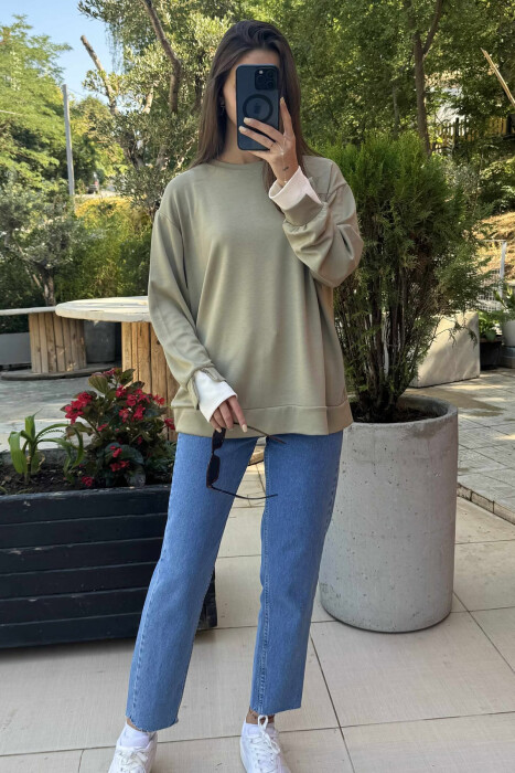 ONE COLOR SIMPLE WOMEN SWEATSHIRT MINT/MENTE - 1