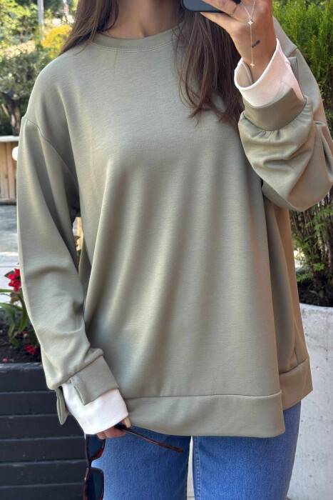 ONE COLOR SIMPLE WOMEN SWEATSHIRT MINT/MENTE - 3