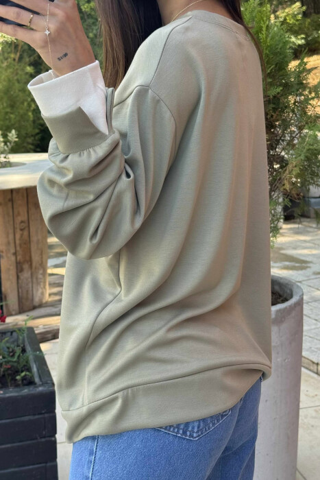 ONE COLOR SIMPLE WOMEN SWEATSHIRT MINT/MENTE - 4