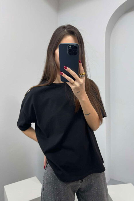 ONE COLOR SIMPLE WOMEN T-SHIRT BLACK/ E ZEZE 