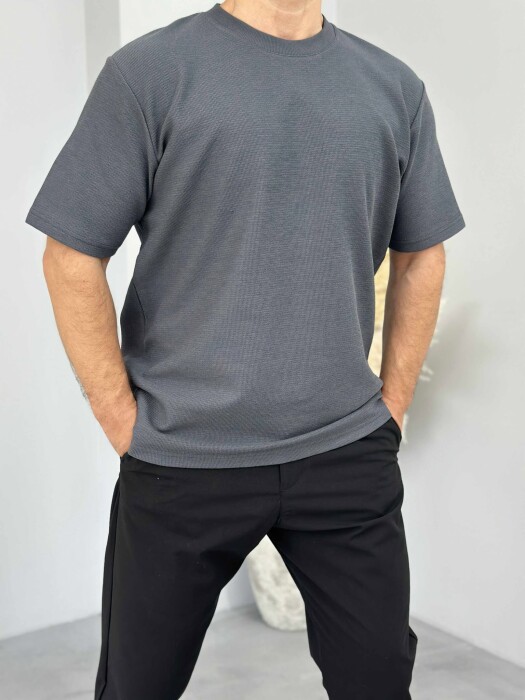 ONE COLOR SIMPLE MEN T-SHIRT DARK GREY/GEE - 1