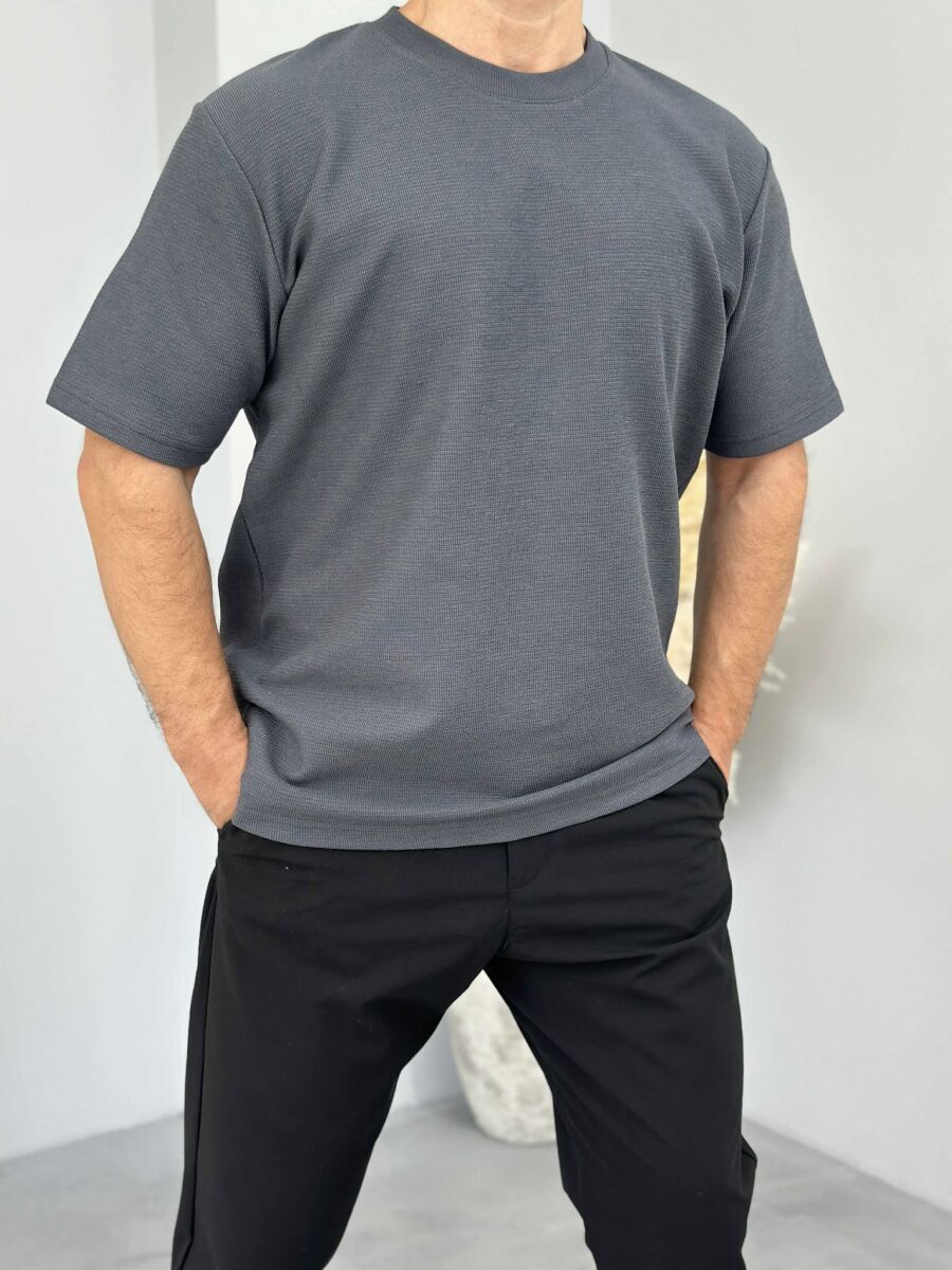 ONE COLOR SIMPLE MEN T-SHIRT DARK GREY/GEE - 1