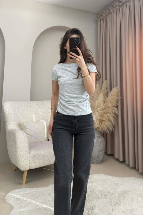 ONE COLOR SIMPLE WOMEN T-SHIRT LIGHT GREY/GZ - 1