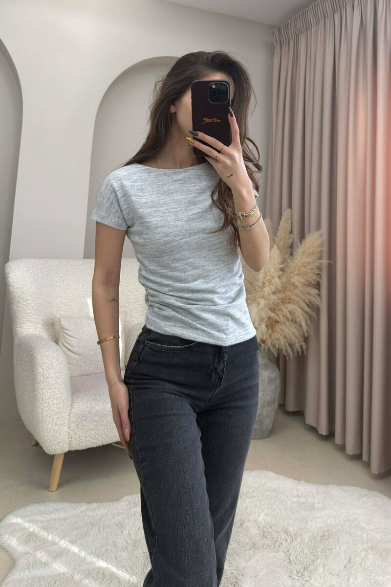 ONE COLOR SIMPLE WOMEN T-SHIRT LIGHT GREY/GZ - 4