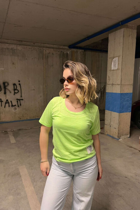 ONE COLOR SIMPLE WOMEN T-SHIRT NEON/NEON - 1
