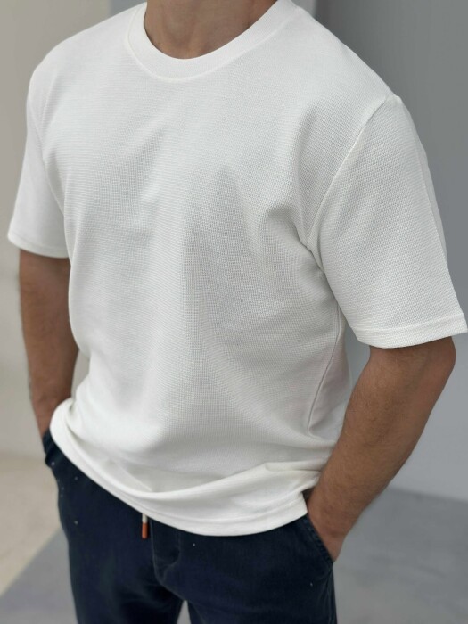 ONE COLOR SIMPLE MEN T-SHIRT WHITE-E BARDHE - 3