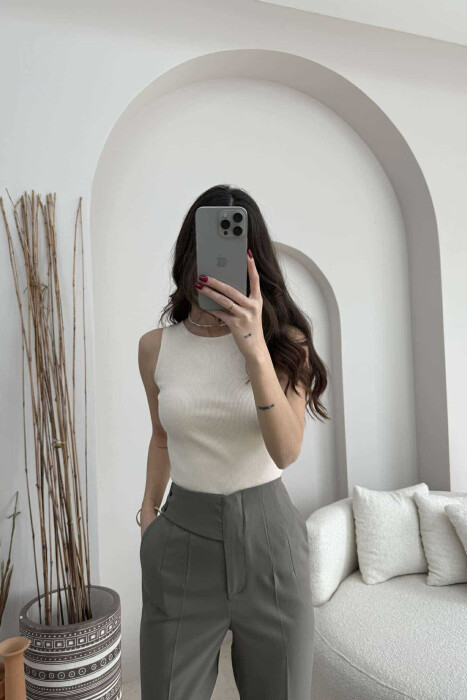 ONE COLOR SIMPLE WOMEN TANK TOP ANTIQUEWHITE/ANTIKE - 1