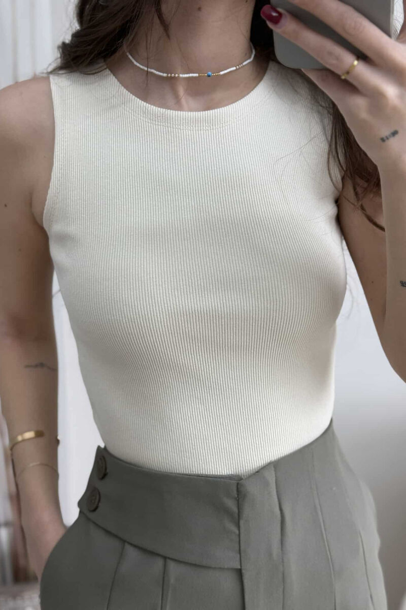 ONE COLOR SIMPLE WOMEN TANK TOP ANTIQUEWHITE/ANTIKE - 3