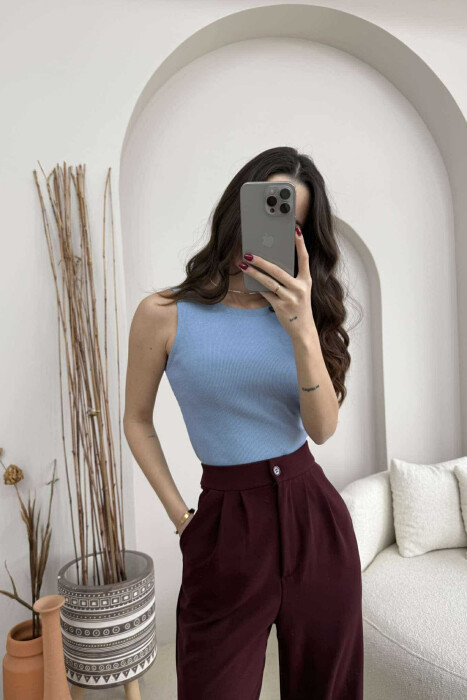 ONE COLOR SIMPLE WOMEN TANK TOP BABY BLUE/BLU BY 