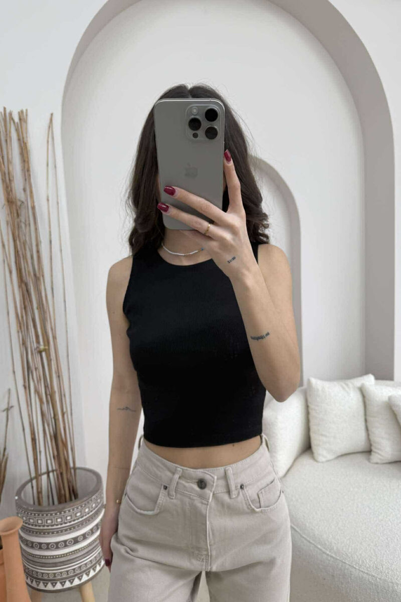 ONE COLOR SIMPLE WOMEN TANK TOP BLACK/ E ZEZE - 1