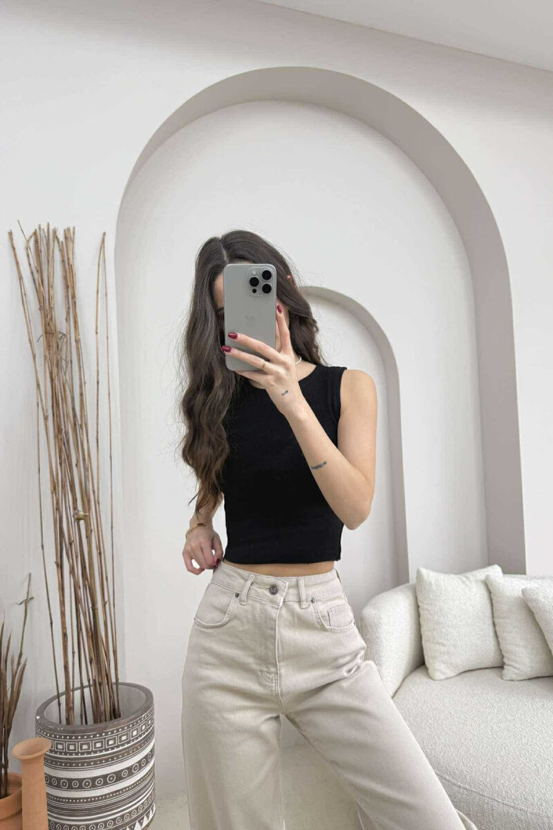 ONE COLOR SIMPLE WOMEN TANK TOP BLACK/ E ZEZE - 3