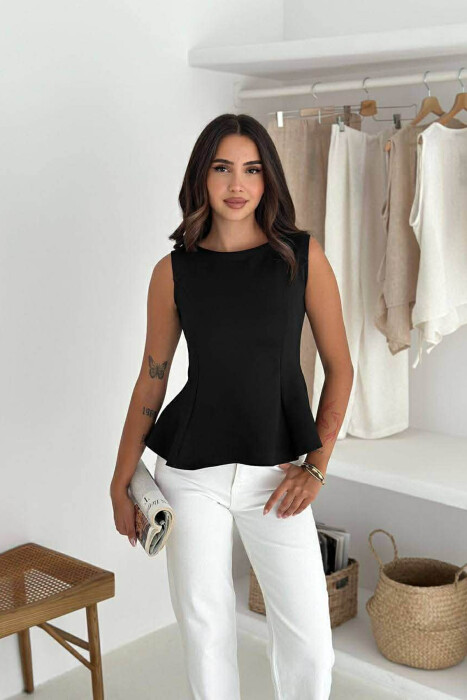 ONE COLOR SIMPLE WOMEN TANK TOP BLACK/ E ZEZE - 2