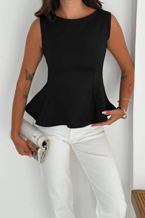 ONE COLOR SIMPLE WOMEN TANK TOP BLACK/ E ZEZE - 1