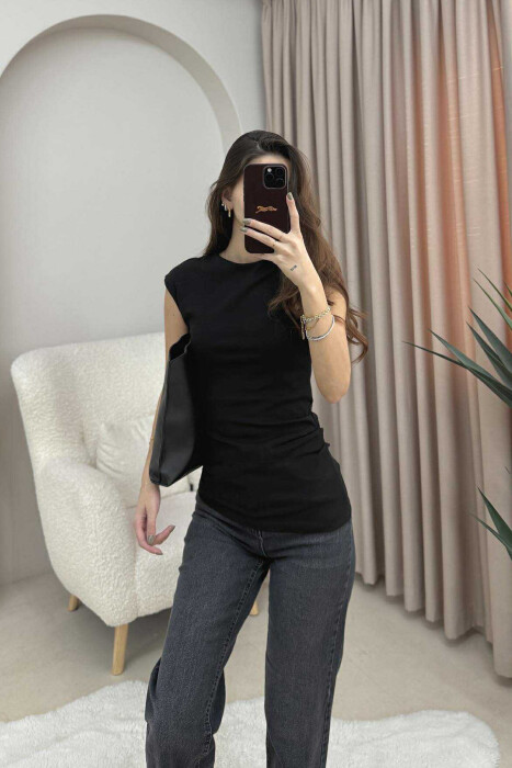 ONE COLOR SIMPLE WOMEN TANK TOP BLACK/ E ZEZE - 1