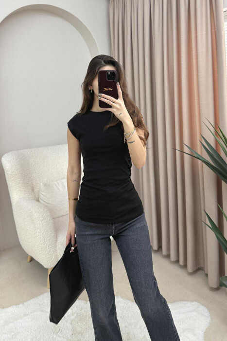 ONE COLOR SIMPLE WOMEN TANK TOP BLACK/ E ZEZE - 2
